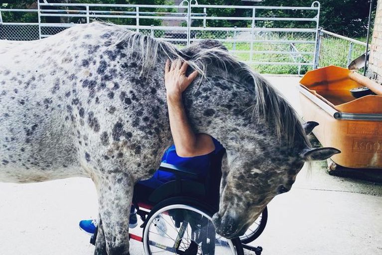 Multiple Sklerose-Patientin beim heilpädagogischen Reiten 